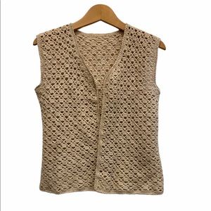 Vintage Granny Crochet Knit Sleeveless Vest Size M GUC